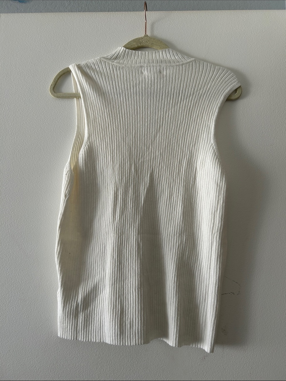 The Drop Sleeveless Ribbed Mock Neck Tank Top - White - Picture 2 of 3
